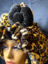 Load image into Gallery viewer, Leopard Print Ears 3d Adjustable Plush Bonnet to
