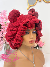 Load image into Gallery viewer, Red Teddy 3d Adjustable Plush Bonnet