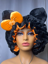 Load image into Gallery viewer, Black Cat Ears 3d Adjustable Plush Bonnet
