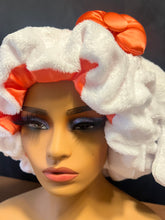 Load image into Gallery viewer, 100% Real silk Jumbo White Ears 3d XL Adjustable Plush Bonnet W/ silk bow