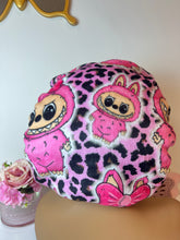 Load image into Gallery viewer, Pink Leopard Fufu Plush Adjustable Bonnet
