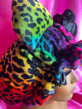 Load image into Gallery viewer, Rainbow Leopard Animal Print 3D Plush Bonnet