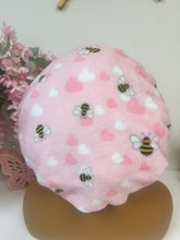 Load image into Gallery viewer, Bee Valentines Day Adjustable Plush Bonnet