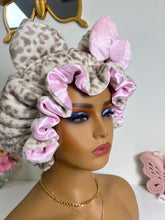 Load image into Gallery viewer, Beige/grey tone Cat Ears 3d Adjustable Plush Bonnet

