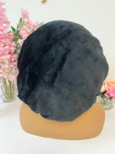 Load image into Gallery viewer, Black Plush Ruffles Adjustable Bonnets
