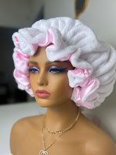 Load image into Gallery viewer, White Plush Ruffles Adjustable Bonnets
