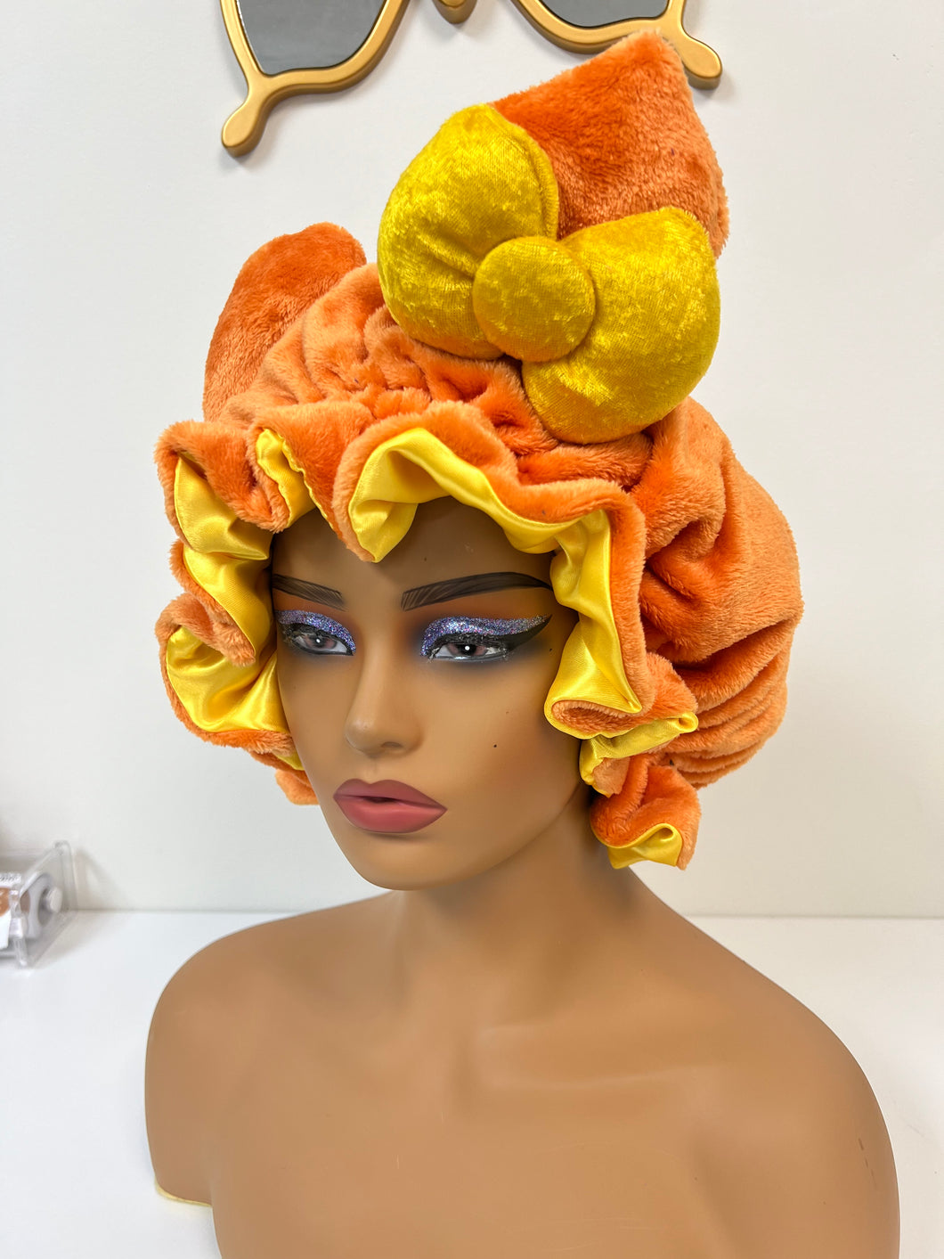 Orange Cat Ears 3d Adjustable Plush Bonnet
