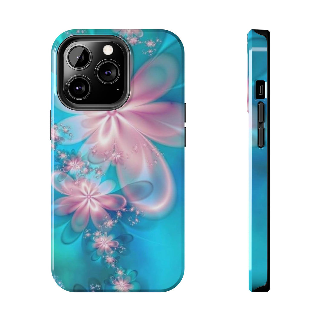 Pink & Blue fairy Flowers Tough iPhone Cases