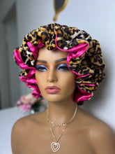Load image into Gallery viewer, Leopard ruffles plush bonnet adjustable
