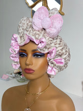 Load image into Gallery viewer, Beige/grey tone Cat Ears 3d Adjustable Plush Bonnet
