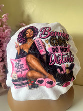 Load image into Gallery viewer, Do not Disturb Plush Adjustable Bonnet Big Ruffles
