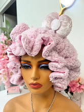 Load image into Gallery viewer, Lilac Teddy 3d Adjustable Plush Bonnet
