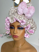 Load image into Gallery viewer, Beige/grey tone Cat Ears 3d Adjustable Plush Bonnet
