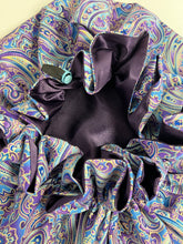 Load image into Gallery viewer, Purple &amp; Blue Paisley Adjustable Cotton Satin Lined Bonnet
