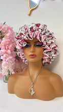 Load image into Gallery viewer, HK Red Adjustable Cotton Satin Lined Bonnet

