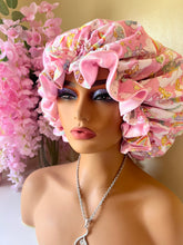 Load image into Gallery viewer, C Bears Rainbow Clouds Adjustable Cotton Satin Lined Bonnet
