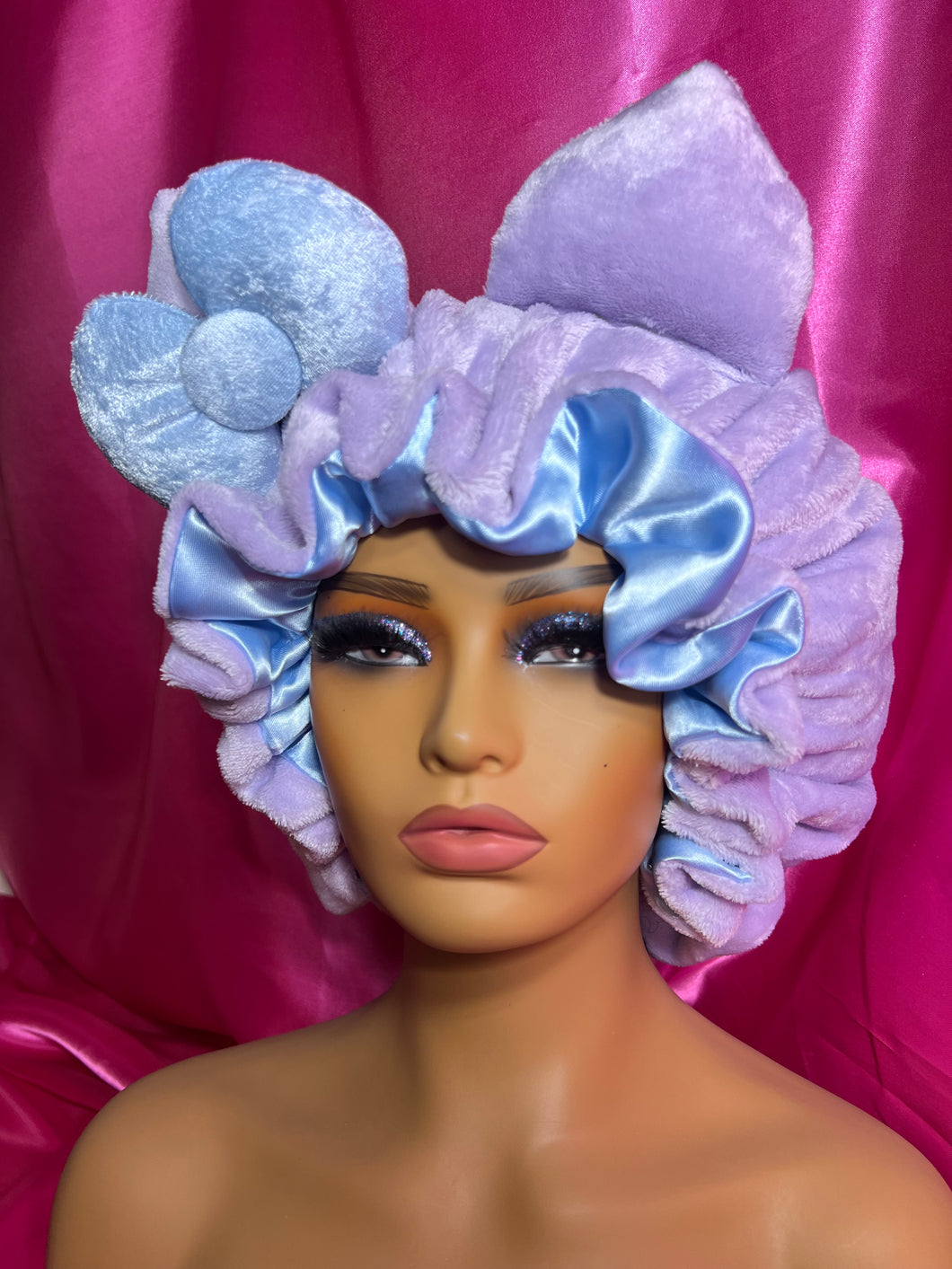 NEW Lilac Cat Ears 3d Adjustable Plush Bonnet