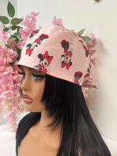 Load image into Gallery viewer, Red &amp; Light Pink Minne Hearts Satin Lined Surgical Cap Red Satin

