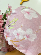 Load image into Gallery viewer, Cherry Blossom Plush Bonnet w/ Light Pink Satin
