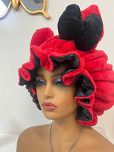 Load image into Gallery viewer, Cherry Red Cat Ears 3d Adjustable Plush Bonnet
