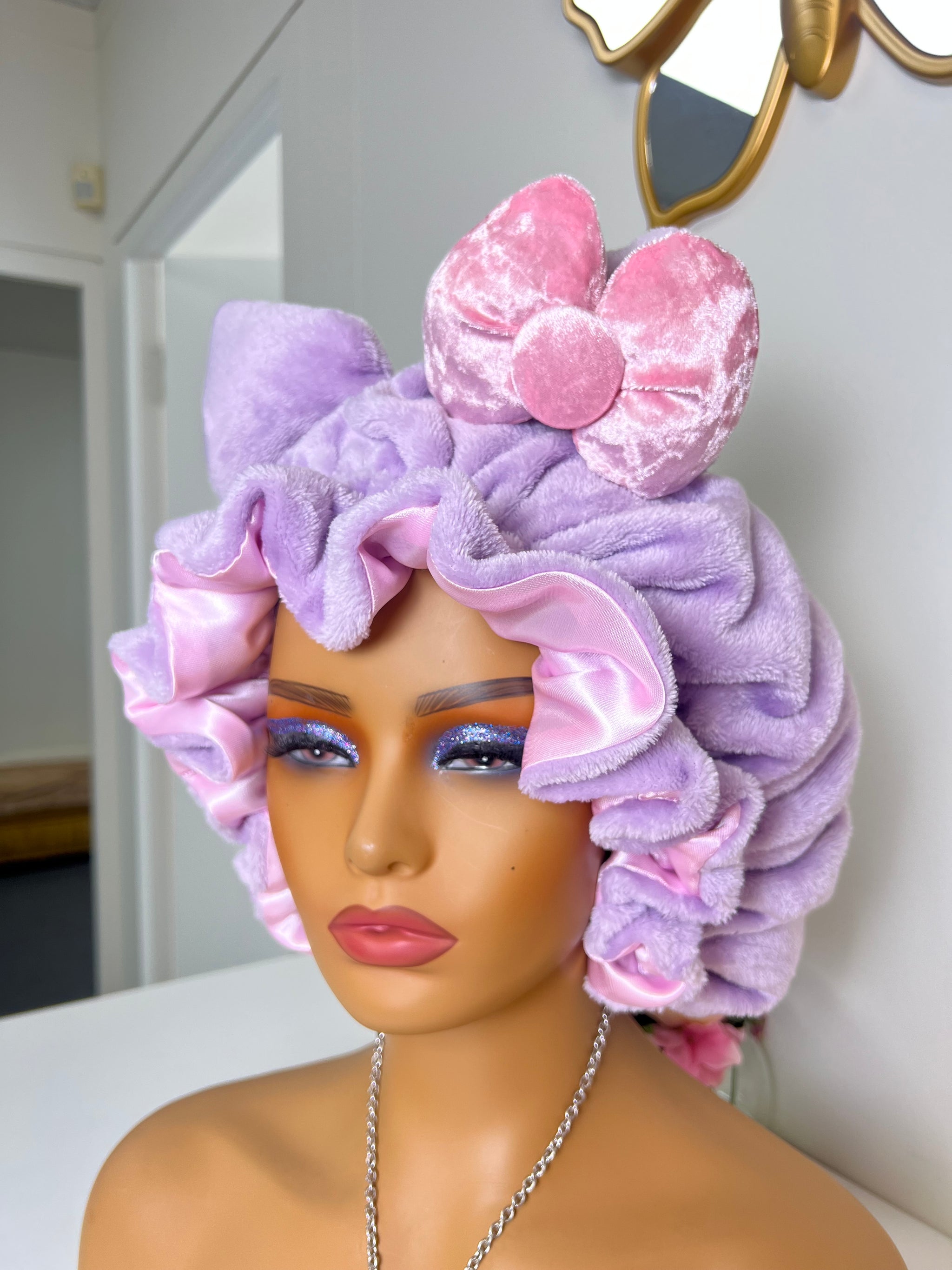 Lilac Cat Ears 3d Adjustable Plush Bonnet – nvbeautyexpress