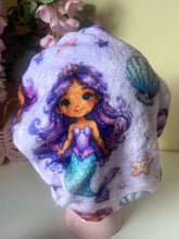 Load image into Gallery viewer, Cutie Mermaids Child Size Plush Adjustable Bonnet W/ RUFFLES
