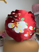 Load image into Gallery viewer, Deep Red &amp; Ivory Ruffle Satin Bonnet
