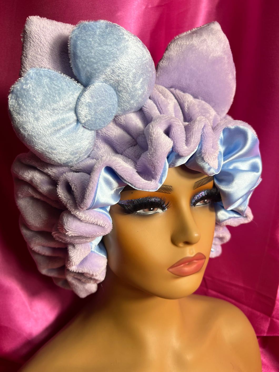Pre-Order Lilac Cat Ears 3d Adjustable Plush Bonnet