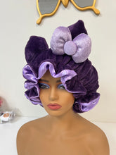 Load image into Gallery viewer, Purple Cat Ears 3d Adjustable Plush Bonnet
