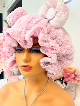 Load image into Gallery viewer, Lilac Teddy 3d Adjustable Plush Bonnet
