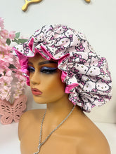 Load image into Gallery viewer, HK  Bubblegum Pink Adjustable Cotton Satin Lined Bonnet
