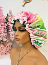 Load image into Gallery viewer, AKA Plush Bonnet Satin Lined Adjustable
