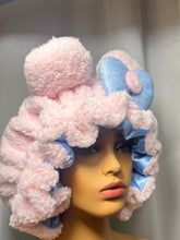 Load image into Gallery viewer, Light Pink Teddy Ears 3d Adjustable Plush Bonnet

