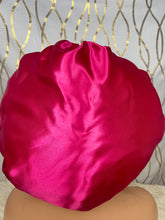 Load image into Gallery viewer, Light Pink &amp; Hot Pink Satin bonnet Reservable
