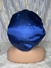 Load image into Gallery viewer, Navy Blue Plush Adjustable Bonnet No Ruffles
