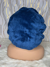 Load image into Gallery viewer, Navy Blue Plush Adjustable Bonnet No Ruffles
